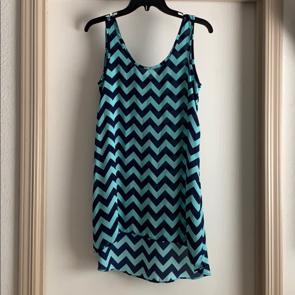 Teal and navy tank